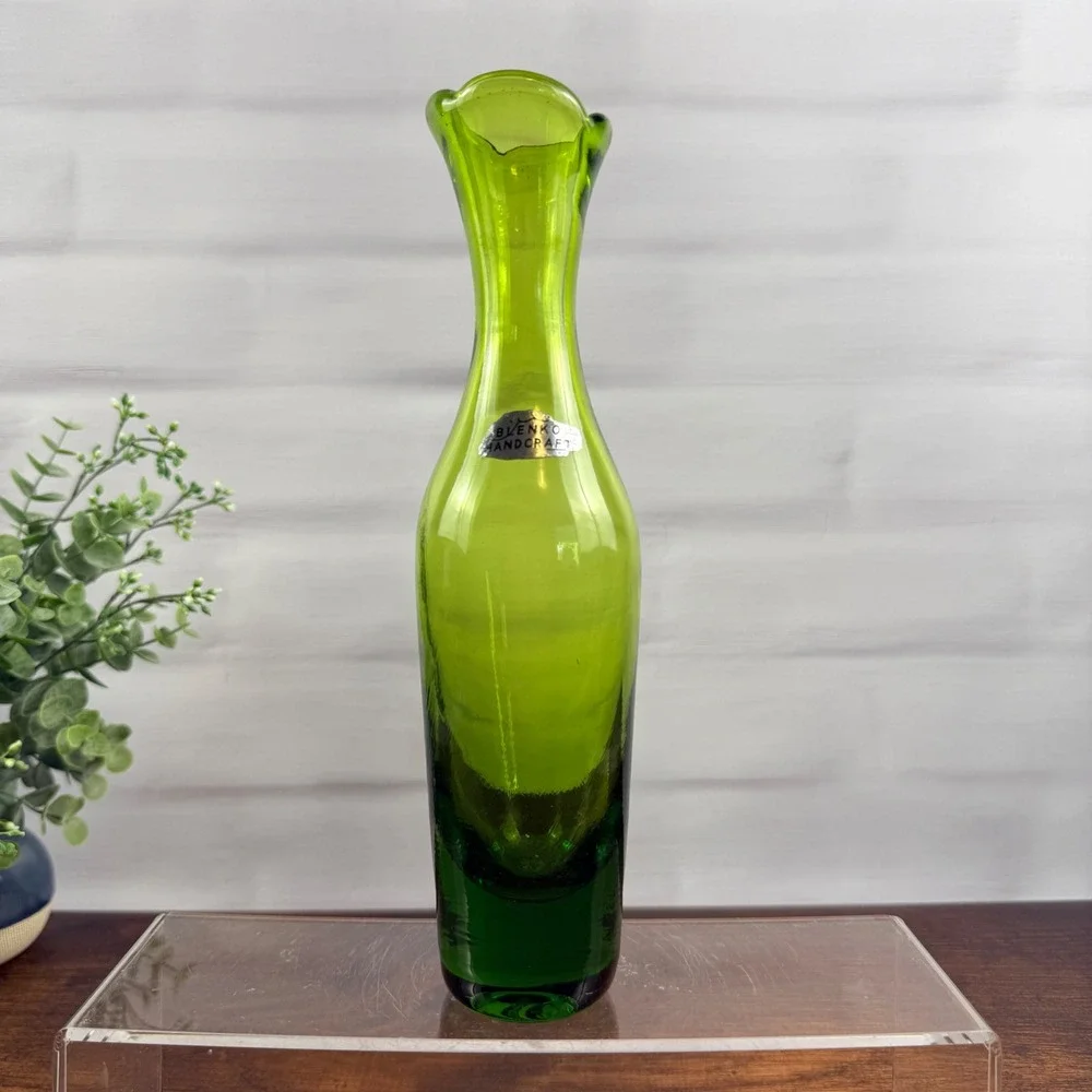 Blenko 64B Olive Green Glass Bud Vase